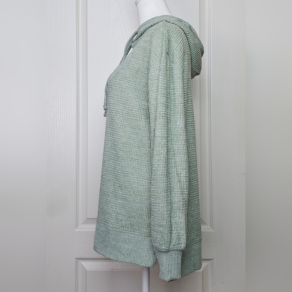 SO Cozy Waffle Knit Tunic Hoodie Sweater XS SEAFOAM TEAL SAGE LIGHT GREEN - Picture 2 of 9
